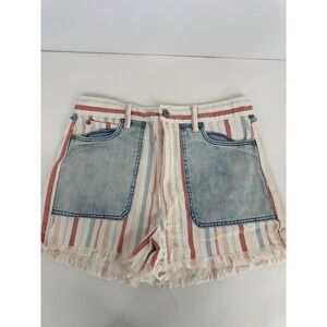 American Eagle Striped Denim Shorts Womens Sz 8 Red White Blue Americana‎